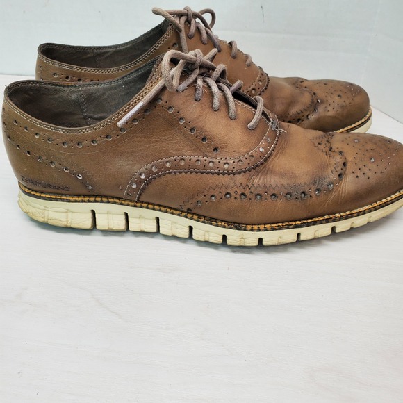 Cole Haan Mens Zerogrand Wingtip Brogues Brown Leather Oxford Shoes Size 11M - Picture 5 of 14